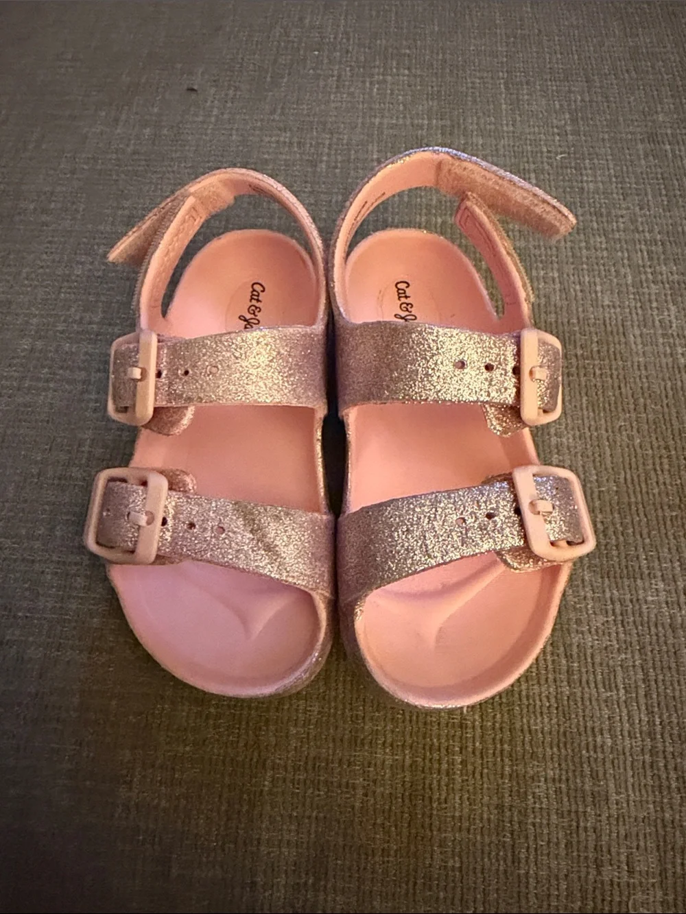 Cat & Jack Pink Glitter Double-Buckle Sandals